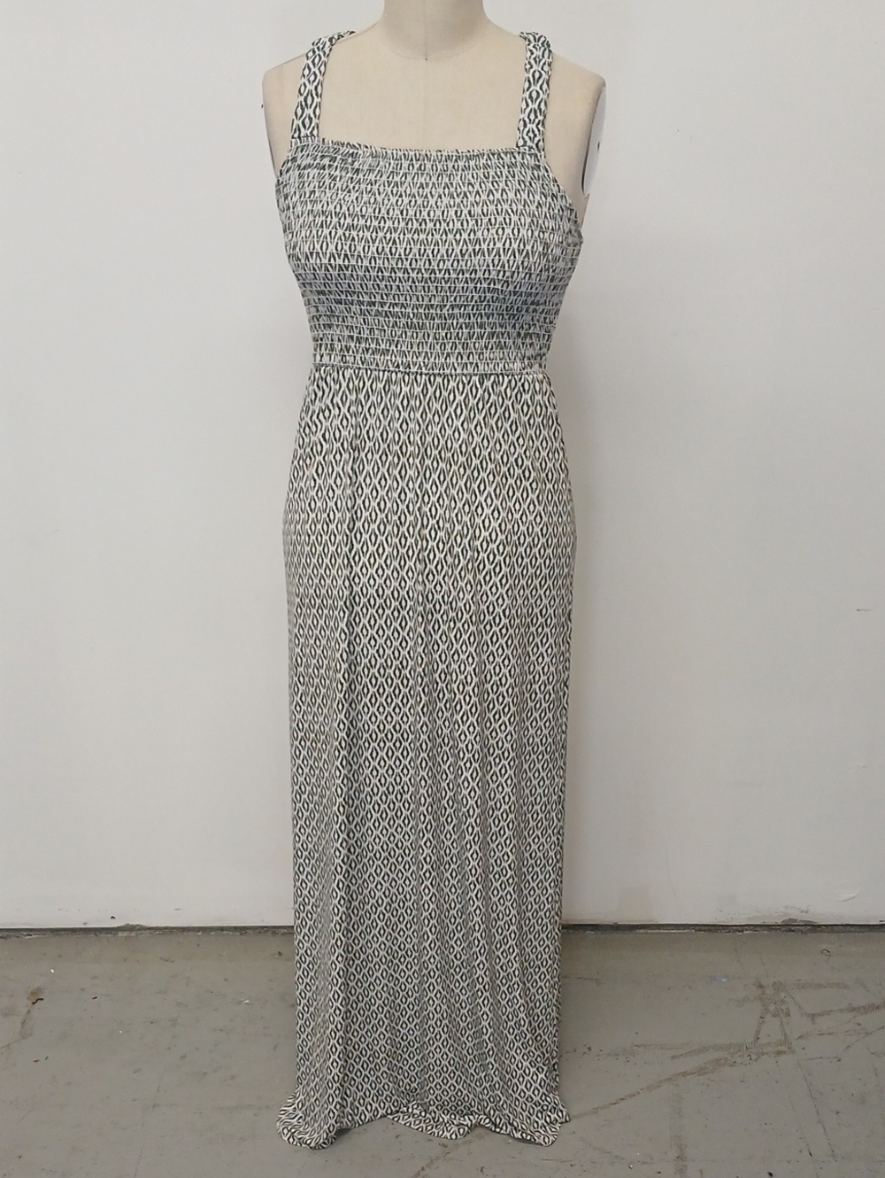 Gilli Green & White Geometric Smocked Maxi Dress from StitchFix